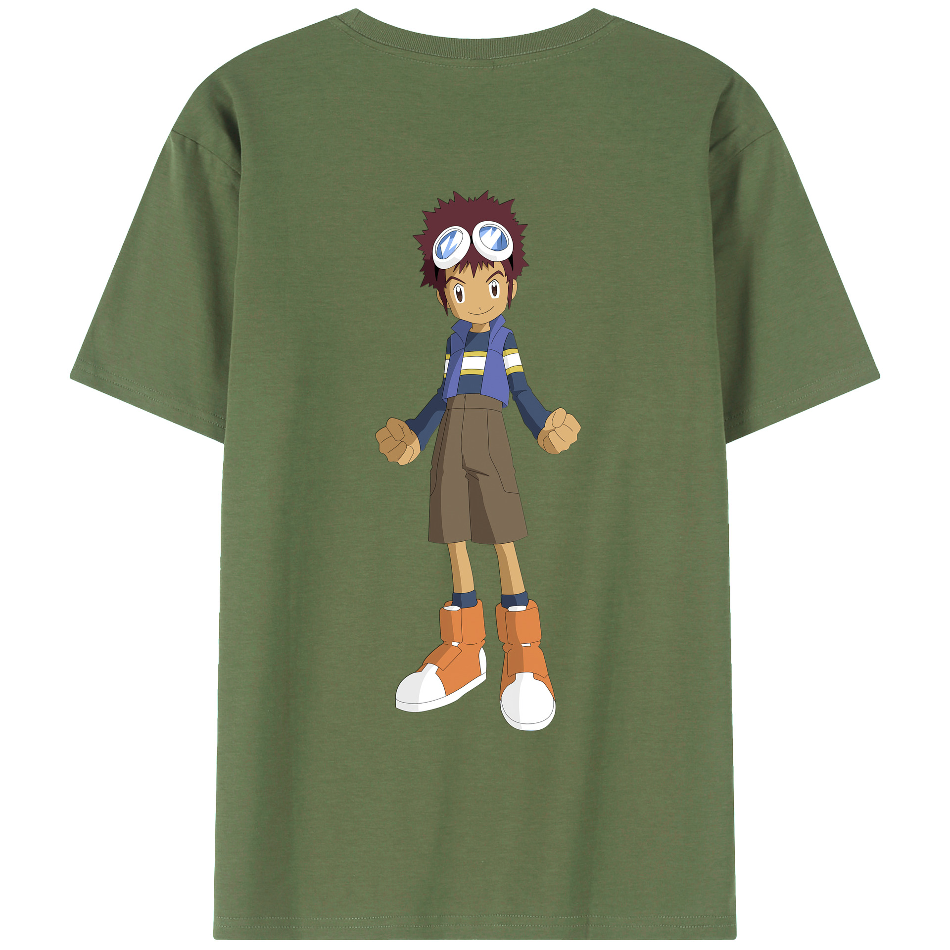 （画像用） Digimon デジタルモンスター/デジモン 綿100％ メンズ半袖Tシャツ（バックプリント） 通気性